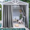 imageNICETOWN 2 Pieces Outdoor Curtainss for Patio Waterproof 95 inch Length Sticky Tab Top Thermal Insulated Blackout Window Treatment Dividers Protect Privacy for CabanaArbor W52 x L95 Silver GreyDark Grey