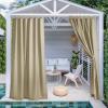 imageNICETOWN 2 Pieces Outdoor Curtainss for Patio Waterproof 95 inch Length Sticky Tab Top Thermal Insulated Blackout Window Treatment Dividers Protect Privacy for CabanaArbor W52 x L95 Silver GreyTaupe