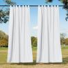 imageNICETOWN 2 Pieces Outdoor Curtainss for Patio Waterproof 95 inch Length Sticky Tab Top Thermal Insulated Blackout Window Treatment Dividers Protect Privacy for CabanaArbor W52 x L95 Silver GreyPure White