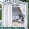 imageNICETOWN 2 Pieces Outdoor Curtainss for Patio Waterproof 95 inch Length Sticky Tab Top Thermal Insulated Blackout Window Treatment Dividers Protect Privacy for CabanaArbor W52 x L95 Silver GreyPure White