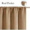 imageNICETOWN Caramel Faux Linen Room Darkening Rod Pocket Curtains 63 inch Length W42 x L63 Light Blocking Thermal Insulated Noise Reducing Drapes for Bedroom Living Room Farmhouse Decor 2 Panels