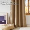imageNICETOWN Caramel Faux Linen Room Darkening Rod Pocket Curtains 63 inch Length W42 x L63 Light Blocking Thermal Insulated Noise Reducing Drapes for Bedroom Living Room Farmhouse Decor 2 Panels