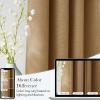 imageNICETOWN Caramel Faux Linen Room Darkening Rod Pocket Curtains 63 inch Length W42 x L63 Light Blocking Thermal Insulated Noise Reducing Drapes for Bedroom Living Room Farmhouse Decor 2 Panels