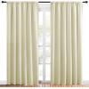 imageNICETOWN Living Room Curtains Home Decorations Thermal Insulated Solid Rod Pocket Blackout Drapes for Cafe Beige One Pair 70 x 84inch