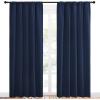imageNICETOWN Navy Curtains Blackout Draperies  Modern Design Thermal Insulated Rod Pocket Blackout Drapes for Kids Bedroom Window Covering 1 Pair 52 x 84 inches