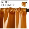imageNICETOWN Room Darkening Cafe Satin Curtains for Small Windows 42quot Wide by 63quot Long 2 Panels Orange Rod Pocket Privacy Faux Silk Blackout Drapes for Bedroom