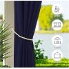 imageNICETOWN Room Darkning Bedroom Curtain W84 x L84 Stainless Steel Grommet Top Blackout Heavy Weight Window Treatment Thermal Insulated Sunlight Block Drape Panel for Sun RoomPorch TanNavy Blue