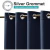 imageNICETOWN Room Darkning Bedroom Curtain W84 x L84 Stainless Steel Grommet Top Blackout Heavy Weight Window Treatment Thermal Insulated Sunlight Block Drape Panel for Sun RoomPorch TanNavy Blue