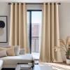 imageNICETOWN Room Darkning Bedroom Curtain W84 x L84 Stainless Steel Grommet Top Blackout Heavy Weight Window Treatment Thermal Insulated Sunlight Block Drape Panel for Sun RoomPorch TanBiscotti Beige