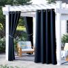 imageNICETOWN Room Darkning Bedroom Curtain W84 x L84 Stainless Steel Grommet Top Blackout Heavy Weight Window Treatment Thermal Insulated Sunlight Block Drape Panel for Sun RoomPorch TanNavy Blue