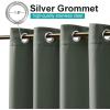 imageNICETOWN Room Darkning Bedroom Curtain W84 x L84 Stainless Steel Grommet Top Blackout Heavy Weight Window Treatment Thermal Insulated Sunlight Block Drape Panel for Sun RoomPorch TanSmokey Green
