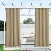 imageNICETOWN Room Darkning Bedroom Curtain W84 x L84 Stainless Steel Grommet Top Blackout Heavy Weight Window Treatment Thermal Insulated Sunlight Block Drape Panel for Sun RoomPorch TanTaupe