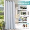imageNICETOWN Room Darkning Bedroom Curtain W84 x L84 Stainless Steel Grommet Top Blackout Heavy Weight Window Treatment Thermal Insulated Sunlight Block Drape Panel for Sun RoomPorch TanGreyish White