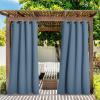 imageNICETOWN Room Darkning Bedroom Curtain W84 x L84 Stainless Steel Grommet Top Blackout Heavy Weight Window Treatment Thermal Insulated Sunlight Block Drape Panel for Sun RoomPorch TanStone Blue