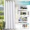 imageNICETOWN Room Darkning Bedroom Curtain W84 x L84 Stainless Steel Grommet Top Blackout Heavy Weight Window Treatment Thermal Insulated Sunlight Block Drape Panel for Sun RoomPorch TanPure White