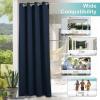 imageNICETOWN Room Darkning Bedroom Curtain W84 x L84 Stainless Steel Grommet Top Blackout Heavy Weight Window Treatment Thermal Insulated Sunlight Block Drape Panel for Sun RoomPorch TanNavy Blue