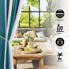imageNICETOWN Room Darkning Bedroom Curtain W84 x L84 Stainless Steel Grommet Top Blackout Heavy Weight Window Treatment Thermal Insulated Sunlight Block Drape Panel for Sun RoomPorch TanTeal  White