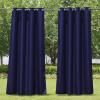 imageNICETOWN Room Darkning Bedroom Curtain W84 x L84 Stainless Steel Grommet Top Blackout Heavy Weight Window Treatment Thermal Insulated Sunlight Block Drape Panel for Sun RoomPorch TanNavy Blue