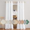 imageNICETOWN Rustic Linen 102 inch Long Curtains for Living Room Grommet Privacy Added Thick Linen Weave with Light Filter Window Curtains ampamp Drapes for Bedroom Olive Green W55 x L102 2 PanelsWhite