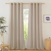 imageNICETOWN Rustic Linen 102 inch Long Curtains for Living Room Grommet Privacy Added Thick Linen Weave with Light Filter Window Curtains ampamp Drapes for Bedroom Olive Green W55 x L102 2 PanelsTaupe