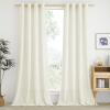 imageNICETOWN Rustic Linen 102 inch Long Curtains for Living Room Grommet Privacy Added Thick Linen Weave with Light Filter Window Curtains ampamp Drapes for Bedroom Olive Green W55 x L102 2 PanelsCream