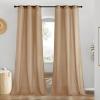 imageNICETOWN Rustic Linen 102 inch Long Curtains for Living Room Grommet Privacy Added Thick Linen Weave with Light Filter Window Curtains ampamp Drapes for Bedroom Olive Green W55 x L102 2 PanelsCamel