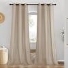 imageNICETOWN Rustic Linen 102 inch Long Curtains for Living Room Grommet Privacy Added Thick Linen Weave with Light Filter Window Curtains ampamp Drapes for Bedroom Olive Green W55 x L102 2 PanelsTaupe