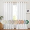 imageNICETOWN Rustic Linen 102 inch Long Curtains for Living Room Grommet Privacy Added Thick Linen Weave with Light Filter Window Curtains ampamp Drapes for Bedroom Olive Green W55 x L102 2 PanelsWhite