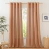 imageNICETOWN Rustic Linen 102 inch Long Curtains for Living Room Grommet Privacy Added Thick Linen Weave with Light Filter Window Curtains ampamp Drapes for Bedroom Olive Green W55 x L102 2 PanelsBurnt Orange