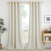 imageNICETOWN Rustic Linen 102 inch Long Curtains for Living Room Grommet Privacy Added Thick Linen Weave with Light Filter Window Curtains ampamp Drapes for Bedroom Olive Green W55 x L102 2 PanelsNatural