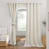 imageNICETOWN Rustic Linen 102 inch Long Curtains for Living Room Grommet Privacy Added Thick Linen Weave with Light Filter Window Curtains ampamp Drapes for Bedroom Olive Green W55 x L102 2 PanelsNatural