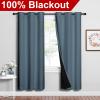 imageNICETOWN Smoky Blue Full Shade Curtain Panels 37quot Wide x 70quot Long Smoky Blue Pair of Thermal Insulated ampamp Energy Efficiency Blackout Drapes for Living Room Lined Silky Performance Window Dressing