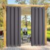imageNICETOWN 2 Panels Outdoor Curtains Weighted Sunblock with Rustproof Grommet Top and Bottom Thermal Insulated Fixed Windproof Blackout Outdoor Curtain Drapes Privacy for Patio W52 x L95 GreyGrey