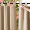 imageNICETOWN 2 Pieces Outdoor Curtainss for Patio Waterproof 95 inch Length Sticky Tab Top Thermal Insulated Blackout Window Treatment Dividers Protect Privacy for CabanaArbor W52 x L95 Silver GreyBiscotti Beige