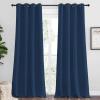 imageNICETOWN Blackout Curtains Panels for Bedroom Morrocan Blue 2 Panels 52 x 92 Inch 3 Pass Microfiber Noise Reducing Thermal Insulated Solid Ring Top Blackout Window Drapes