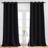 imageNICETOWN Patio Blackout Curtain Shades  Summer Home Decoration Thermal Insulated Grommet Blackout DraperiesDrapes for Kitchen 2 Panels 52 inches x 95 inchesBlack