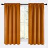 imageNICETOWN Room Darkening Cafe Satin Curtains for Small Windows 42quot Wide by 63quot Long 2 Panels Orange Rod Pocket Privacy Faux Silk Blackout Drapes for Bedroom