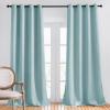 imageNICETOWN Sky Blue Curtains for Kids Room  Triple Weave Microfiber Home Thermal Insulated Solid Ring Top Blackout PanelsDrapes for BedroomSky Blue Set of 2 52 x 95 Inch