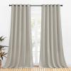 imageNICETOWN Thermal Insulated Natural Curtains for Living Room Window Treatment Solid Grommet Room Darkening Drape Panels for Bedroom Set of 2 70 by 95 inches Long