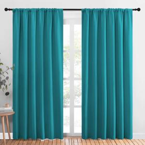 imageNICETOWN 2 Panels Blackout Curtains Rod Pocket Thermal Insulated Drapes 84 inches Long EasyCare Modern Home Decoration Sunshades for Guest Room Living Room Office 62 x 84 Inch Peacock Blue