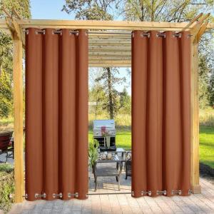 imageNICETOWN 2 Panels Outdoor Curtains Weighted Sunblock with Rustproof Grommet Top and Bottom Thermal Insulated Fixed Windproof Blackout Outdoor Curtain Drapes Privacy for Patio W52 x L95 GreyBurnt Orange