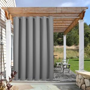 imageNICETOWN 2 Panels Outdoor Curtains Weighted Sunblock with Rustproof Grommet Top and Bottom Thermal Insulated Fixed Windproof Blackout Outdoor Curtain Drapes Privacy for Patio W52 x L95 GreySilver Gray