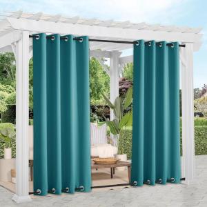 imageNICETOWN 2 Panels Outdoor Curtains Weighted Sunblock with Rustproof Grommet Top and Bottom Thermal Insulated Fixed Windproof Blackout Outdoor Curtain Drapes Privacy for Patio W52 x L95 GreyPeacock Teal