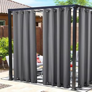 imageNICETOWN 2 Panels Outdoor Curtains Weighted Sunblock with Rustproof Grommet Top and Bottom Thermal Insulated Fixed Windproof Blackout Outdoor Curtain Drapes Privacy for Patio W52 x L95 GreyDove Gray