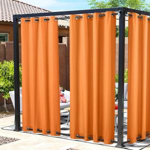 imageNICETOWN 2 Panels Outdoor Curtains Weighted Sunblock with Rustproof Grommet Top and Bottom Thermal Insulated Fixed Windproof Blackout Outdoor Curtain Drapes Privacy for Patio W52 x L95 GreyOrange