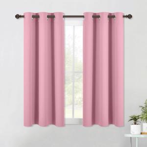 imageNICETOWN Bedroom Curtains Blackout Drapery Panels 2 Panels 42 x 54 Inch Rouge Pink 3 Pass Microfiber Thermal Insulated Solid Ring Top Blackout Window CurtainsDrapes