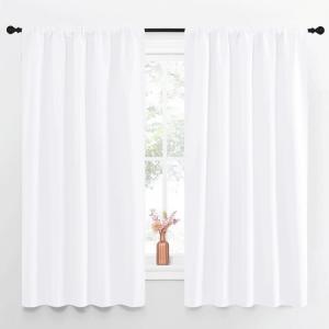 imageNICETOWN Bedroom Window Curtain Panels  Window Treatment Rod Pocket Drapes for Nursery White 2 Panels 52quot by 63quot
