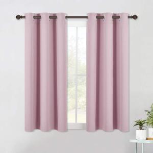 imageNICETOWN Blackout Curtain Panels for Bedroom 2 Panels Baby Pink W42 x L40inch Thermal Insulated Grommet Top Blackout Draperies and Drapes for Basement