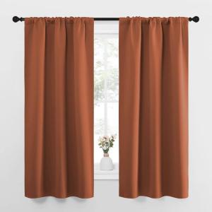 imageNICETOWN Blackout Curtains and Drapes  Thermal Insulated Solid Rod Pocket Blackout DraperiesPanels Burnt Orange 1 Pair 34 by 63 inches