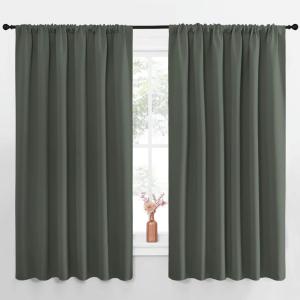 imageNICETOWN Blackout Curtains for Bedroom Blackout Curtain Panels Dark Mallard 1 Pair 70 by 63inch Window Treatment Energy Saving Thermal Insulated Solid Rod Pocket Blackout DrapesDraperies